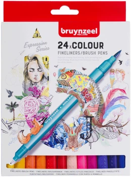 Zestaw cienkopisów-pędzli Bruynzeel Brushpen dwustronne 24 kolory (8712079454364)