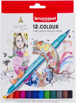 Zestaw cienkopisów-pędzli Bruynzeel Brushpen dwustronne 12 kolorów (8712079454333)