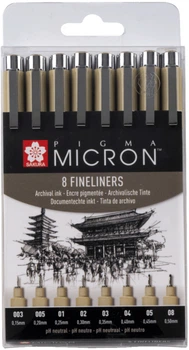 Zestaw cienkopisów Sakura Pigma Micron czarne 8 szt (8712079459536)