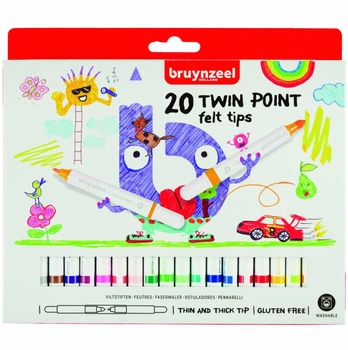 Набор двусторонних фломастеров Bruynzeel Twin 20 цветов (8712079420956)