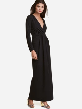 Сукня вечірня довга осіння жіноча H&M 0459834_01 36 Чорна (2000000946146_KZ2000000946146_KAY2000000946146)