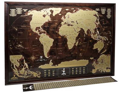 Скретч карта путешествий MyMap Coffee edition ENG в раме Dark Wood 90x65см