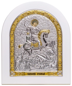 Ікона Серебрянная Ekklesia Святий Георгій (8,5x10,2 см.) (6712/1W)
