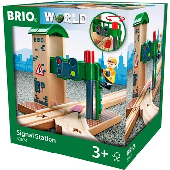 Сигнальная станция для железной дороги BRIO со стрелкой и светофором (33674)
