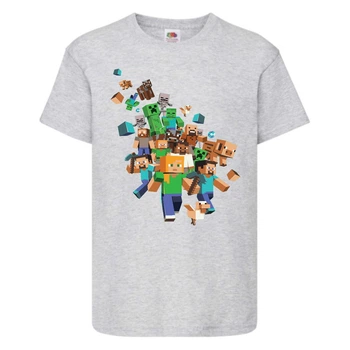 Футболка детская Майнкрафт 005 (Minecraft) серая (MNKT gry 005) 128 см