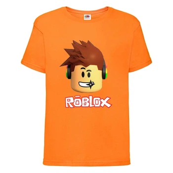 Футболка детская Роблокс 001 (Roblox) оранжевая (RB orn 001) 128 см