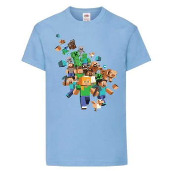 Футболка дитяча Майнкрафт 005 (Minecraft) блакитна (MNKT lbl 005) 128 см