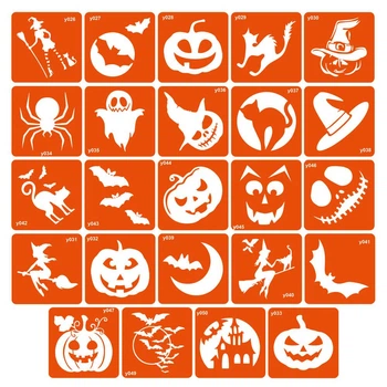 Набор трафаретов для био-тату "Хэллоуин, 6*6см 24шт" от Fresh Tattoo (halloween-simple)