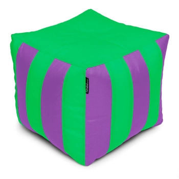 Пуф Кубик Полосатый Оксфорд размер Стандарт+ Студия Комфорта Салатовый + Фиолетовый