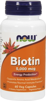 Біотин NOW Foods BIOTIN 5 мг (5000 мкг) 60 веганських капсул (733739004710)