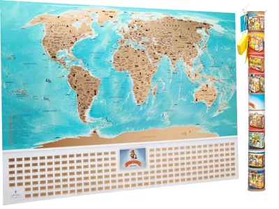 Скретч карта світу з прапорами MyMap Flags edition російською мовою в тубусі, Scratch off map