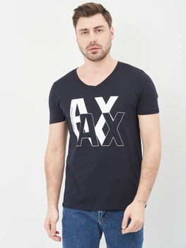Футболка хлопковая длинная мужская Armani Exchange 10598.4 S Темно-синяя