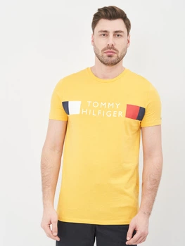 Футболка хлопковая длинная мужская Tommy Hilfiger 10606.6 L Желтая