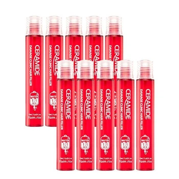 Набор филлеров для волос с керамидами FARMSTAY CERAMIDE DAMAGE CLINIC HAIR FILLER - 13 мл × 10 шт.