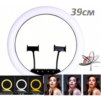 Кольцевая LED лампа селфи подсветка набор блогера Ring Light LS 360-39см 220V с 2 креплениями для телефона+пульт