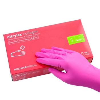 Рукавички нітрилові текстуровані Medicom S 100 шт Рожевий