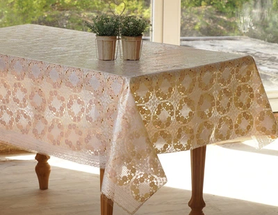 Клеенка кухонная Lace Ажур 1.32 м бежевая пог. м. (040-C)