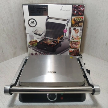 Гриль DSP KB-1001 електричний притискної з таймером 1400W Black/Silver