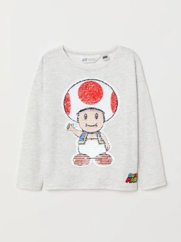 Лонгслив з двосторонніми паєтками H&M 0708102 104 cm (59608104cm) Сірий