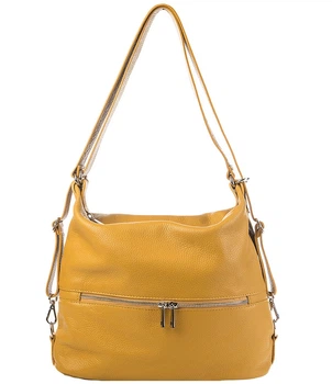 Женская Кожаная Сумка Рюкзак Italian Bags DB7151 senape