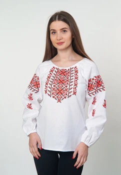 Жіноча вишиванка Vyshyvanka "Квітковий орнамент" 54 Біла 4515