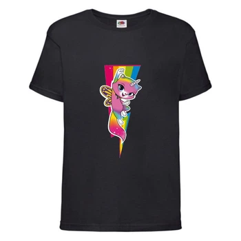 Футболка детская Радужная Кошка 004 (Rainbow Cat) черная (RNC blc 004) 116 см