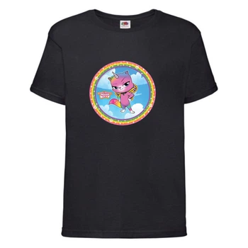 Футболка детская Радужная Кошка 003 (Rainbow Cat) черная (RNC blc 003) 164 см