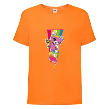 Футболка детская Радужная Кошка 004 (Rainbow Cat) оранжевая (RNC orn 004) 104 см