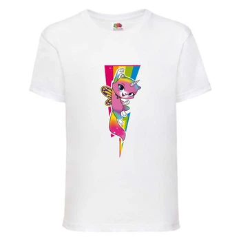 Футболка детская Радужная Кошка 004 (Rainbow Cat) белая (RNC wh 004) 140 см