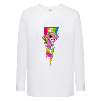 Лонгслив реглан Радужная Кошка 004 (Rainbow Cat) белый (RNC wh 004) 140 см