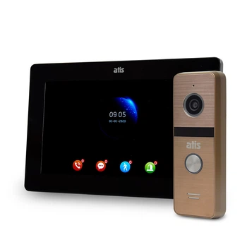Комплект Wi-Fi видеодомофона 7" ATIS AD-770FHD/T-Black с поддержкой Tuya Smart + AT-400HD Gold