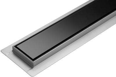 Трап для душу лінійний FALA Black Glass 75387 70 см нержавіюча сталь з решіткою (сухий затвор)