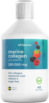 Коллаген рыбный в форме пептидов с добавлением гиалуроновой кислоты и витаминов Sporter Marine Collagen Pure Peptide 200000 500 мл Berry (4820249720134)