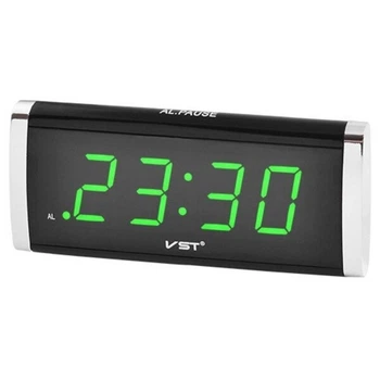 Настольные часы VST VST-730 сетевые 220В led будильник Черный
