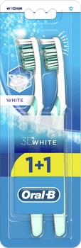 Набір зубних щіток Oral-B 1+1 3D White Відбілювання середньої жорсткості (3014260022761)