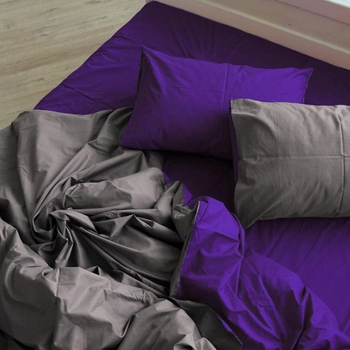 Однотонне фіолетово-сіре постільна білизна MDreams 2-спальне 200х220