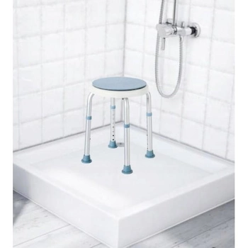Табурет медичний для ванни і душа Mobilex з поворотним сидінням + 7 рівнів висоти 34,5 - 52,5 см Блакитний/Металік