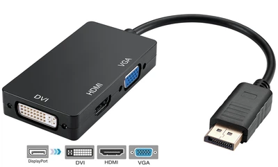 Переходник 3 в 1 Display Port - HDMI / DVI / VGA Black (5481)
