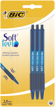 Ручка шариковая Bic Soft Feel Clic Grip синяя 3шт в блистере (bc837396)