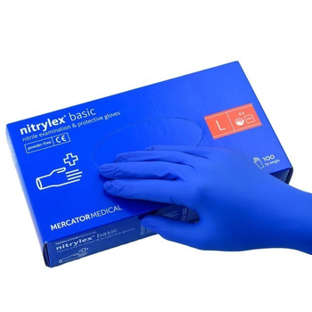 Одноразовые нитриловые перчатки Mercator Medical Nitrylex Basic L синие 100 шт