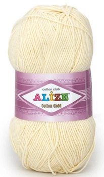 Турецкая пряжа для вязания Alize COTTON GOLD (Котон Голд) полухлопок 01 кремовый