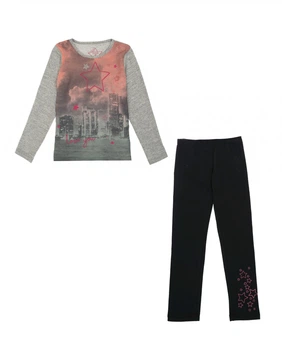 Костюм: Туника с леггинсами Losan Kids girls (526-8042AD/66) Темно-серый 7 Years-122 см