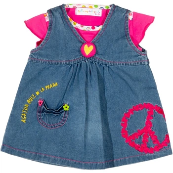 Костюм : Футболка і джинсовий сарафан AGATHA BABY Agatha (7430) Малиновий M3-62 см