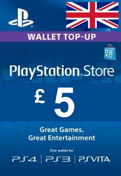 Цифровой код Сони PlayStation Network пополнение бумажника счета своего аккаунта на сумму 5£ GBP UK-регион