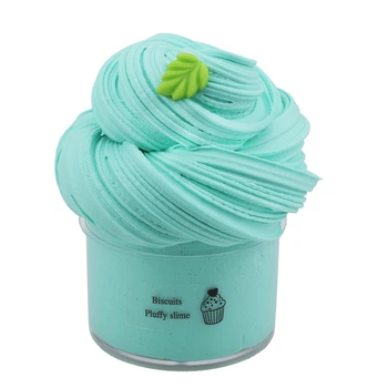 Fluffy Slime з шармом зелений листочок (флаффи слайм лизун) Marpiel MS270 бірюзовий 200 мл