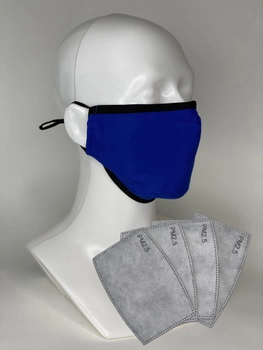 Захисна маска для обличчя Prof Kit (без клапана) з вугільним фільтром (4 фільтра в комплекті) з нанесенням логотипу Синя M