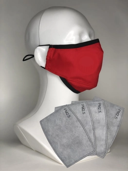 Защитная маска для лица Prof Kit (без клапана) с угольным фильтром (4 фильтра в комплекте) с нанесением логотипа Красная S/XS