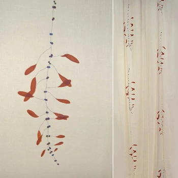 Хлопок для штор ягоды синие, листья терракотовые на кремовом фоне, ш.140 (38517.002)