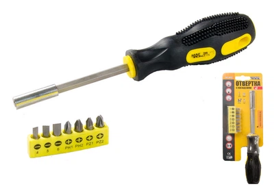 Отвёртка магнитная MASTERTOOL 250 мм 7-В-1 PH1-2/SL4-5-6/PZ1-2 25 мм