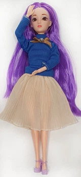 Кукла BJD с 3D глазами карого цвета с длинными фиолетовыми волосами 30 см K003